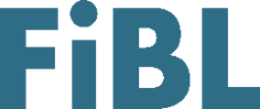 FiBL logo in blue, featuring bold letters and a circular dot above the text