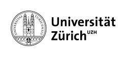 Universität Zürich logo with circular seal and UZH wordmark on white background