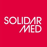SolidarMed logo in white on a red square background
