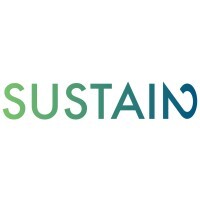Green and blue SUSTAIN logo on a white background