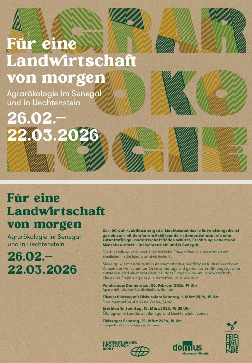 Poster for the exhibition on agroecology in Senegal and Liechtenstein