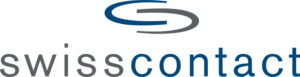 Swisscontact logo with blue and gray stylized emblem on a white background